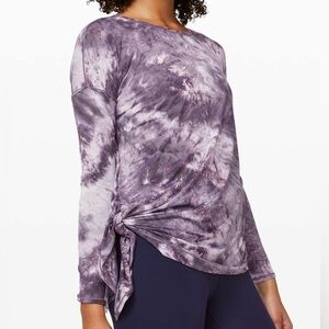 Lululemon To The Point Long Sleeve Tie Shirt Diamond Dye Glacier Grey Moonwalk